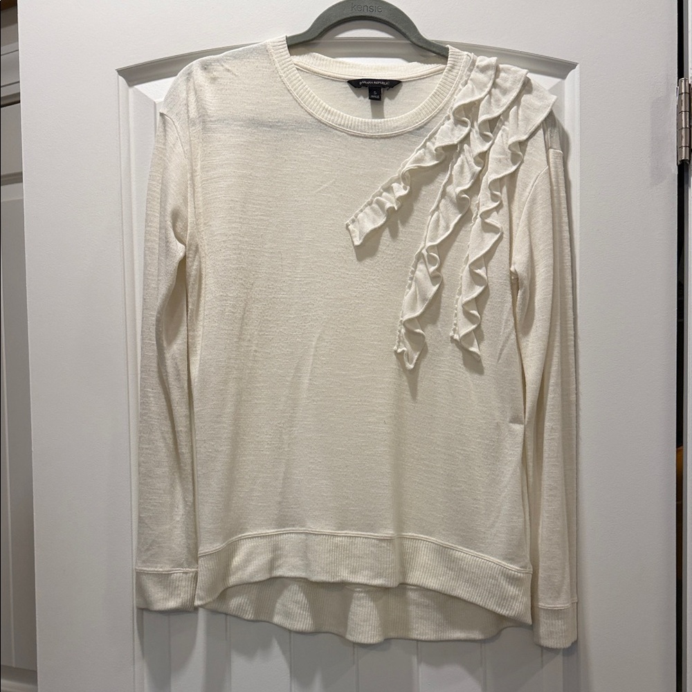Banana Republic Cream Ruffle Sweatshirt